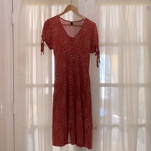 Red floral midi dress, size M